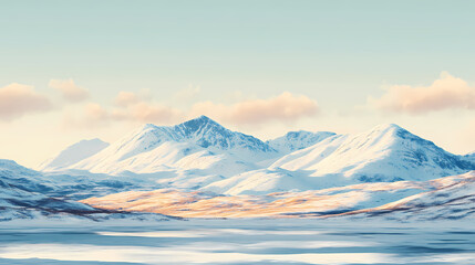 Obraz premium Snow-covered derryveagh mountains in winter, majestic scenery with white blanket of snow , county donegal, ireland, winter. Snowcap. Illustration