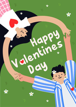 Valentines Day couple holding hands postcard