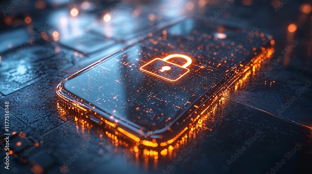 Poster Online security basics promoted with the use of encrypted messaging apps Stock Photo with side copy space