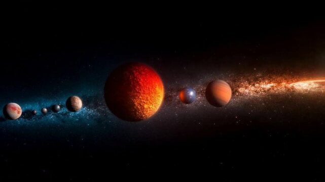 Planetary System Alignment Cosmic Bodies Exoplanets Nebula Space Exploration
