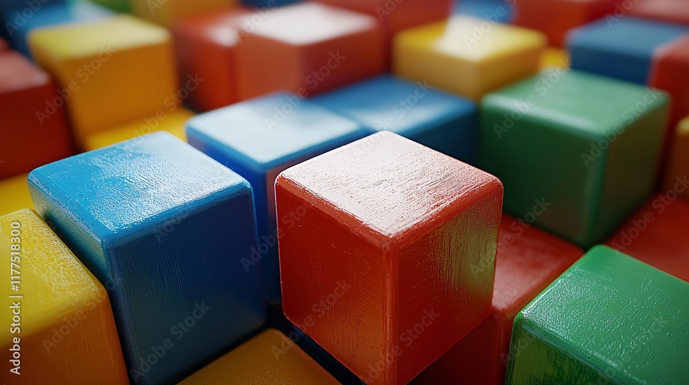Aufkleber Intro to programming demonstrated with colorful blocks in a visual programming interface Stock Photo with side copy space