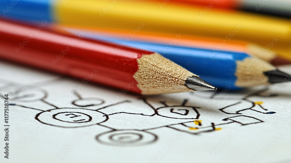Leinwandbilder Intro to programming explained with a flowchart sketching a simple program design Stock Photo with side copy space