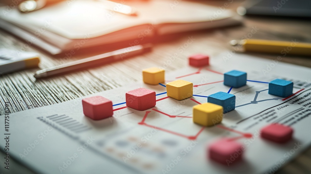 Leinwandbilder Intro to programming explained with a flowchart sketching a simple program design Stock Photo with side copy space