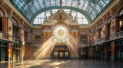 Obraz premium Sunbeams Illuminate Grand Architectural Interior Space