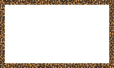 Leopard spots patterns frame. Animal prints patterns border frame. Leopard skin pattern 