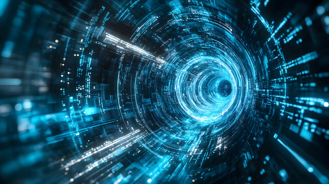 A futuristic city with holographic displays showing time loops and space warping, symbolizing advanced technology manipulating time and space 