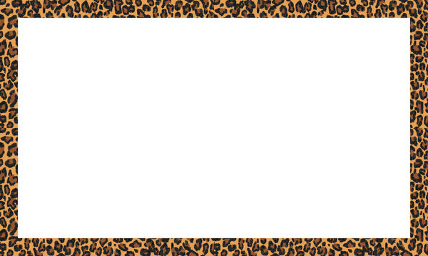 Leopard spots patterns frame. Animal prints patterns border frame. Leopard skin pattern 