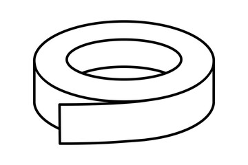 Hand drawn cute outline illustration of insulating tape. Flat vector sticky scotch repair tool in line art doodle style. Support service hardware icon. Settings or fix problem. Find solution. Isolated