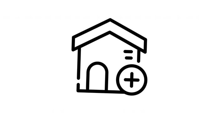 Icon line motion graphic plus home