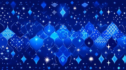 Obraz premium Abstract Blue Design With Stars and Geometric Shapes