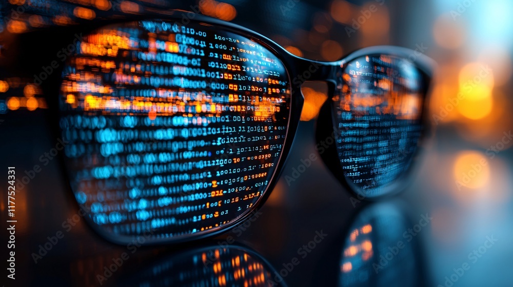 Aufkleber Tech troubleshooting highlighted with a developer debugging a program using error logs Stock Photo with side copy space