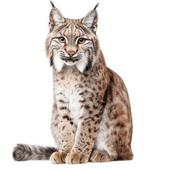 Fototapeta premium detailed illustration of a lynx. showcasing its distinct features such as tufted ears. a thick fur coat with spots. and a bushy tail the lynx is depicted sitting upright. exuding a sense of alertness