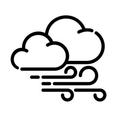 Cloudy windy. This is a vector single icon with a dashed line style. It is suitable for any purpose, such as website design, mobile app design, logo design, etc.