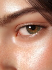 Fototapeta premium Close-up of a human eye showcasing intricate details, highlighting the skin texture and natural beauty ideal for beauty products, skincare campaigns, and eye-related health articles,