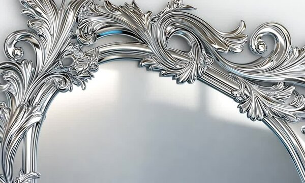 Ornate Silver Mirror Frame Detail:  Exquisite Rococo-Style Filigree