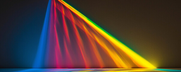 Colorful light beams creating rainbow colors on wall