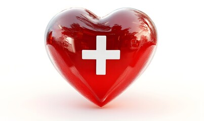Obraz premium Red heart with white cross symbol.