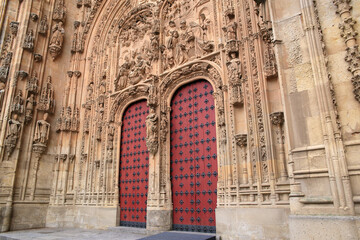 facade of the historic Cathedral of Salamanca, Spain