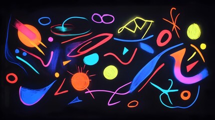 Obraz premium Vibrant neon abstract art display urban gallery visual artwork creative space close-up colorful expressionism