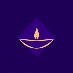 Fototapeta premium Diya Symbol of Light: A minimalist design of a diya, a traditional oil lamp, set against a deep blue background, representing hope, knowledge, and spirituality. The diya is a symbol of Diwali.
