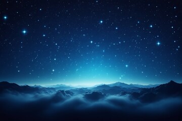 Naklejka premium night sky with stars and clouds and mountains