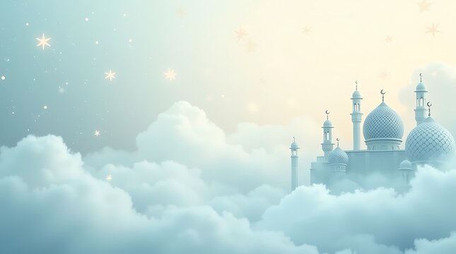 Mosque in the Clouds: A Serene Islamic Image