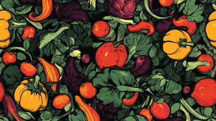 Seamless pattern of vegetables