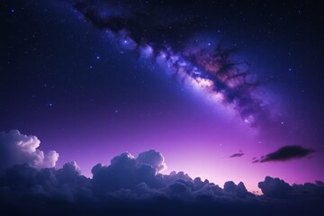 Fototapeta premium purple and blue night sky with a purple and black galaxy