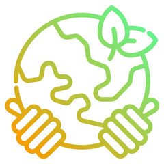 Hand earth. This is a vector single icon with a dashed line gradient style. It is suitable for any purpose, such as website design, mobile app design, logo design, etc.