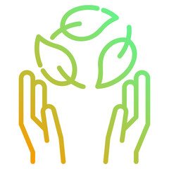 Leaf hand. This is a vector single icon with a dashed line gradient style. It is suitable for any purpose, such as website design, mobile app design, logo design, etc.