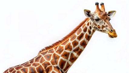 Naklejka premium Majestic Giraffe Isolated on White Background - Wildlife Stock Photo