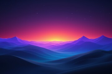 a view of a mountain range with a sunset in the background