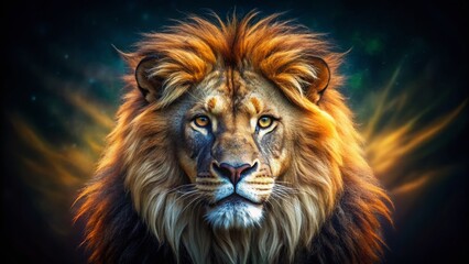 Fototapeta premium Majestic Lion Head Long Exposure, Wildlife Photography, Serengeti, African Safari, Animal Portrait