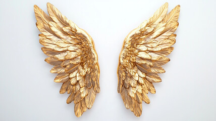 golden angel wings isolated on white background