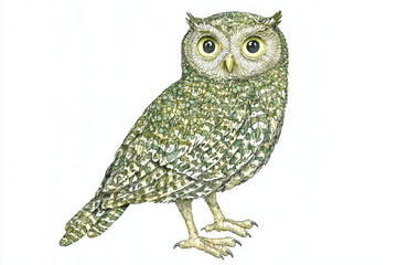 Fototapeta premium detailed hand drawn illustration of owl with intricate feather patterns