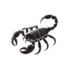 Scorpion silhouette vector art black color design and solid white background