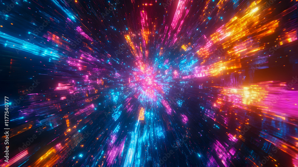Fototapete bright and colorful abstract light burst in a dynamic space environment with vivid colors and a sens
