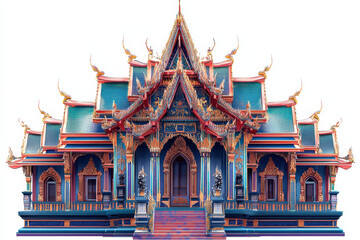 Fototapeta premium vibrant and intricately detailed Thai temple with ornate architecture