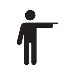 Versatile black vector pointing person icon for graphic design

