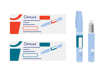 Injection applicator for blood sugar control and weight loss and appetite reduction. Vector illustration in flat style