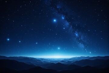 Fototapeta premium starry night sky with a view of the mountains and the milky