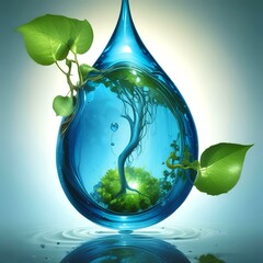 Illustration of water drop with eco friendly theme.