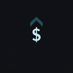Obraz premium Dollar Sign Growth: A minimalist graphic depicting a blue dollar sign with an upward-facing arrow, symbolizing financial growth and upward trajectory. 