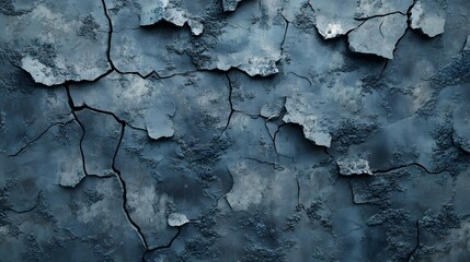 Naklejka premium Cracked Dark Blue Wall Texture with Rough Surface Detail