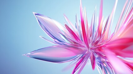 Abstract crystalline structure in vibrant pink and blue hues.