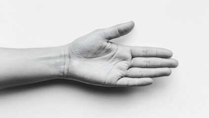 Open hand, minimalist studio shot, neutral background, human anatomy, simple gesture, potential for stock use, graphic design