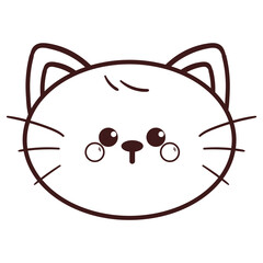 cute hand drawing cartoon cat head coloring page illustration