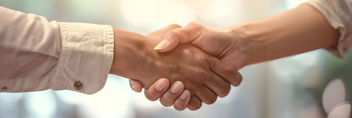 Firm Handshake Representing Agreement, Partnership, and Mutual Respect in a Professional Setting