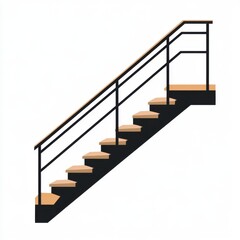 Stylish modern staircase design with wooden steps and black railing.