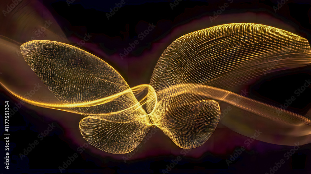 Poster abstract golden waves with flowing lines and curves creating a mesmerizing visual effect on dark bac